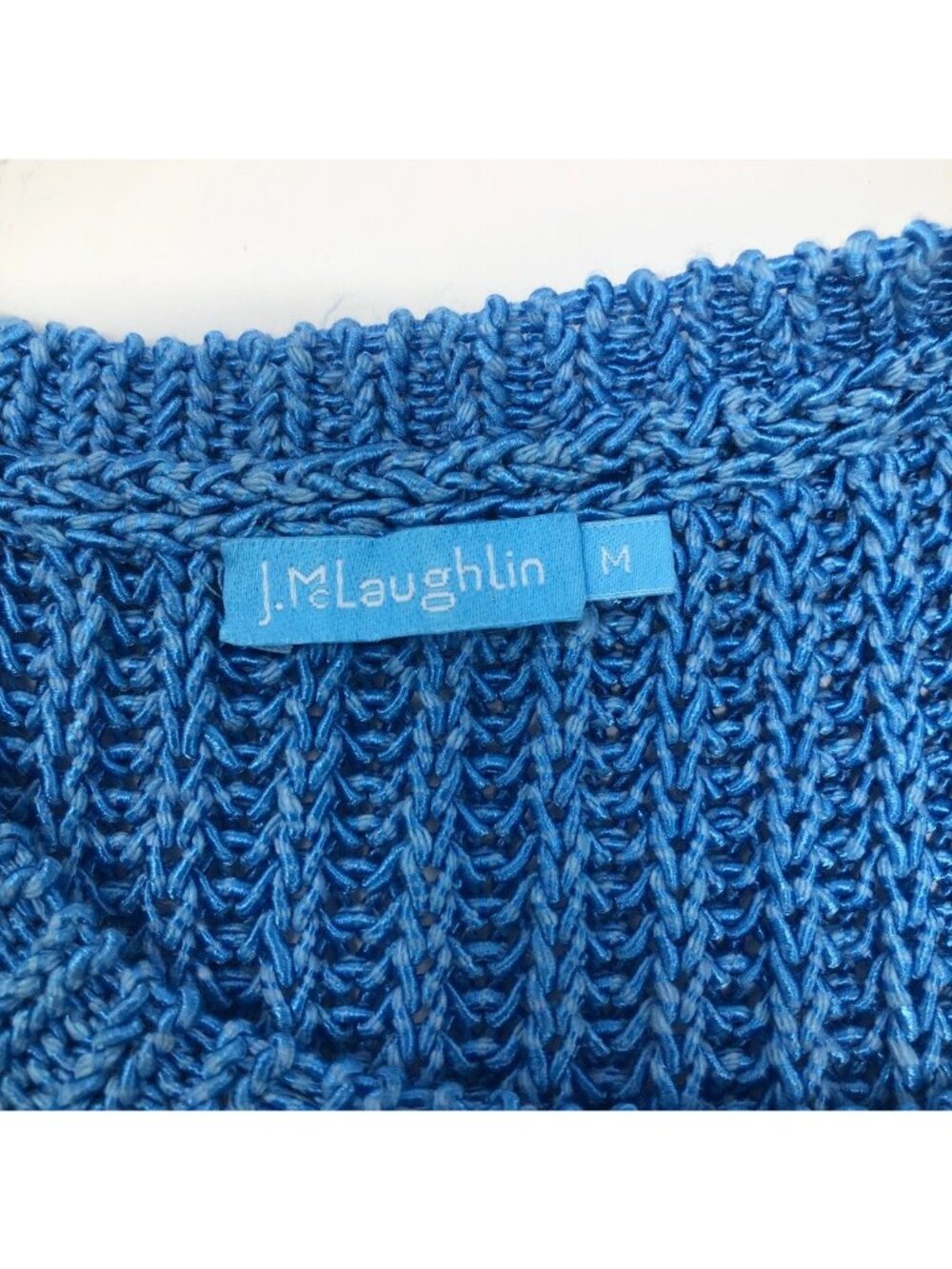 J Mclaughlin Amber Azzurro Stitch Knit Sweater Size M Sleeveless Blue - Picture 5 of 7